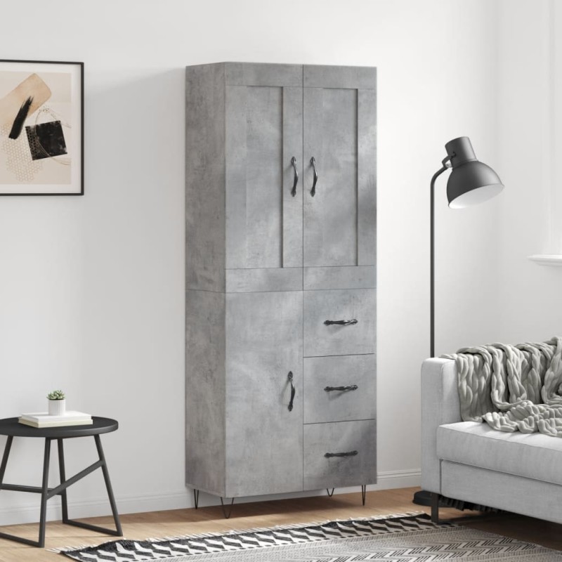 Highboard Betongrau 69,5x34x180 cm Holzwerkstoff Highboard Betongrau 69,5x34x180 cm Holzwerkstoff