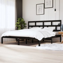 vidaXL Massivholzbett Schwarz Kiefer 200x200 cm