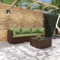 vidaXL 4-tlg. Garten-Lounge-Set mit Auflagen Poly Rattan Braun vidaXL 4-tlg. Garten-Lounge-Set mit Auflagen Poly Rattan Braun