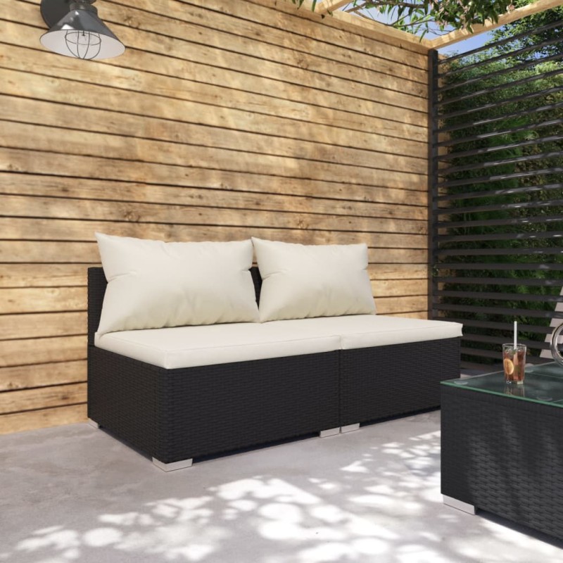vidaXL 2-tlg. Garten-Lounge-Set mit Kissen Poly Rattan Schwarz vidaXL 2-tlg. Garten-Lounge-Set mit Kissen Poly Rattan Schwarz