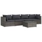 vidaXL 5-tlg. Garten-Lounge-Set mit Kissen Poly Rattan Grau vidaXL 5-tlg. Garten-Lounge-Set mit Kissen Poly Rattan Grau