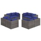 vidaXL 8-tlg. Garten-Lounge-Set mit Kissen Poly Rattan Grau vidaXL 8-tlg. Garten-Lounge-Set mit Kissen Poly Rattan Grau