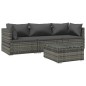 vidaXL 4-tlg. Garten-Lounge-Set mit Kissen Poly Rattan Grau vidaXL 4-tlg. Garten-Lounge-Set mit Kissen Poly Rattan Grau