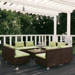 vidaXL 9-tlg. Garten-Lounge-Set mit Kissen Poly Rattan Braun