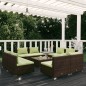 vidaXL 9-tlg. Garten-Lounge-Set mit Kissen Poly Rattan Braun vidaXL 9-tlg. Garten-Lounge-Set mit Kissen Poly Rattan Braun