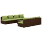 vidaXL 8-tlg. Garten-Lounge-Set mit Kissen Poly Rattan Braun vidaXL 8-tlg. Garten-Lounge-Set mit Kissen Poly Rattan Braun