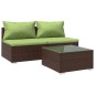 vidaXL 3-tlg. Garten-Lounge-Set mit Kissen Poly Rattan Braun vidaXL 3-tlg. Garten-Lounge-Set mit Kissen Poly Rattan Braun