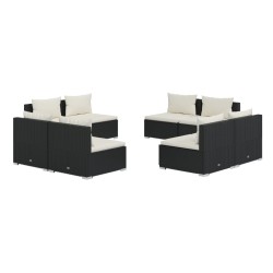 vidaXL 8-tlg. Garten-Lounge-Set mit Kissen Poly Rattan Schwarz