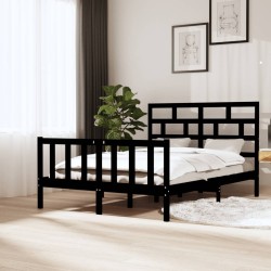 vidaXL Massivholzbett Schwarz Kiefer 140x200 cm