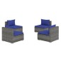 vidaXL 4-tlg. Garten-Lounge-Set mit Kissen Poly Rattan Grau vidaXL 4-tlg. Garten-Lounge-Set mit Kissen Poly Rattan Grau
