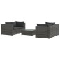 vidaXL 5-tlg. Garten-Lounge-Set mit Kissen Poly Rattan Grau vidaXL 5-tlg. Garten-Lounge-Set mit Kissen Poly Rattan Grau