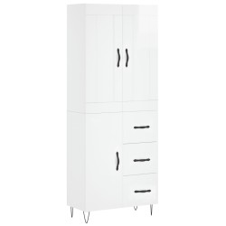 Highboard Hochglanz-Weiß 69,5x34x180 cm Holzwerkstoff