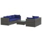 vidaXL 6-tlg. Garten-Lounge-Set mit Kissen Poly Rattan Grau vidaXL 6-tlg. Garten-Lounge-Set mit Kissen Poly Rattan Grau