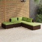 vidaXL 5-tlg. Garten-Lounge-Set mit Kissen Poly Rattan Braun vidaXL 5-tlg. Garten-Lounge-Set mit Kissen Poly Rattan Braun