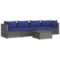 vidaXL 5-tlg. Garten-Lounge-Set mit Kissen Poly Rattan Grau vidaXL 5-tlg. Garten-Lounge-Set mit Kissen Poly Rattan Grau