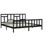 Massivholzbett mit Kopfteil Schwarz 200x200 cm Massivholzbett mit Kopfteil Schwarz 200x200 cm