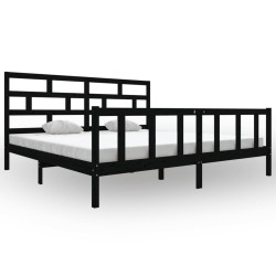 vidaXL Massivholzbett Schwarz Kiefer 200x200 cm