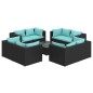 vidaXL 9-tlg. Garten-Lounge-Set mit Kissen Poly Rattan Schwarz vidaXL 9-tlg. Garten-Lounge-Set mit Kissen Poly Rattan Schwarz