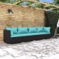 vidaXL 4-tlg. Garten-Lounge-Set mit Auflagen Poly Rattan Schwarz vidaXL 4-tlg. Garten-Lounge-Set mit Auflagen Poly Rattan Schwarz