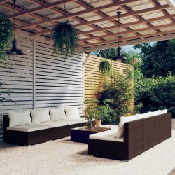 vidaXL 9-tlg. Garten-Lounge-Set mit Kissen Poly Rattan Braun