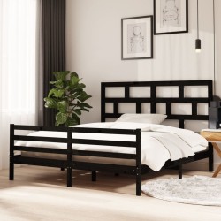 vidaXL Massivholzbett Schwarz 180x200 cm