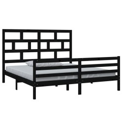 vidaXL Massivholzbett Schwarz 180x200 cm