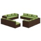 vidaXL 12-tlg. Garten-Lounge-Set mit Kissen Poly Rattan Braun vidaXL 12-tlg. Garten-Lounge-Set mit Kissen Poly Rattan Braun