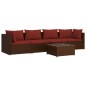 vidaXL 5-tlg. Garten-Lounge-Set mit Kissen Poly Rattan Braun vidaXL 5-tlg. Garten-Lounge-Set mit Kissen Poly Rattan Braun