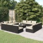 vidaXL 13-tlg. Garten-Lounge-Set mit Kissen Poly Rattan Schwarz vidaXL 13-tlg. Garten-Lounge-Set mit Kissen Poly Rattan Schwarz
