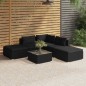 vidaXL 6-tlg. Garten-Lounge-Set mit Kissen Poly Rattan Schwarz vidaXL 6-tlg. Garten-Lounge-Set mit Kissen Poly Rattan Schwarz