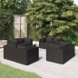 vidaXL 8-tlg. Garten-Lounge-Set mit Kissen Poly Rattan Schwarz vidaXL 8-tlg. Garten-Lounge-Set mit Kissen Poly Rattan Schwarz