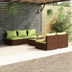 vidaXL 6-tlg. Garten-Lounge-Set mit Auflagen Poly Rattan Braun