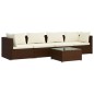vidaXL 5-tlg. Garten-Lounge-Set mit Kissen Poly Rattan Braun vidaXL 5-tlg. Garten-Lounge-Set mit Kissen Poly Rattan Braun