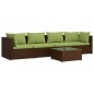 vidaXL 5-tlg. Garten-Lounge-Set mit Kissen Poly Rattan Braun vidaXL 5-tlg. Garten-Lounge-Set mit Kissen Poly Rattan Braun