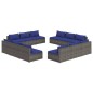 vidaXL 12-tlg. Garten-Lounge-Set mit Kissen Poly Rattan Grau vidaXL 12-tlg. Garten-Lounge-Set mit Kissen Poly Rattan Grau