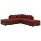 vidaXL 5-tlg. Garten-Lounge-Set mit Kissen Poly Rattan Braun vidaXL 5-tlg. Garten-Lounge-Set mit Kissen Poly Rattan Braun