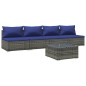 vidaXL 5-tlg. Garten-Lounge-Set mit Kissen Poly Rattan Grau vidaXL 5-tlg. Garten-Lounge-Set mit Kissen Poly Rattan Grau