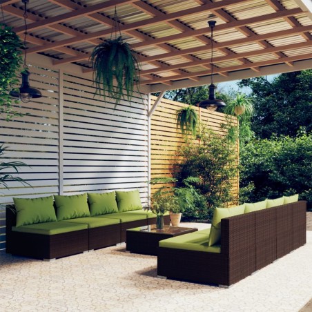 vidaXL 9-tlg. Garten-Lounge-Set mit Kissen Poly Rattan Braun