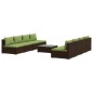 vidaXL 9-tlg. Garten-Lounge-Set mit Kissen Poly Rattan Braun vidaXL 9-tlg. Garten-Lounge-Set mit Kissen Poly Rattan Braun