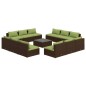 vidaXL 13-tlg. Garten-Lounge-Set mit Kissen Poly Rattan Braun vidaXL 13-tlg. Garten-Lounge-Set mit Kissen Poly Rattan Braun