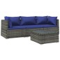 vidaXL 4-tlg. Garten-Lounge-Set mit Kissen Poly Rattan Grau vidaXL 4-tlg. Garten-Lounge-Set mit Kissen Poly Rattan Grau