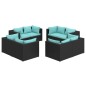 vidaXL 8-tlg. Garten-Lounge-Set mit Kissen Poly Rattan Schwarz vidaXL 8-tlg. Garten-Lounge-Set mit Kissen Poly Rattan Schwarz
