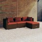 vidaXL 4-tlg. Garten-Lounge-Set mit Auflagen Poly Rattan Braun vidaXL 4-tlg. Garten-Lounge-Set mit Auflagen Poly Rattan Braun