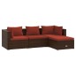 vidaXL 4-tlg. Garten-Lounge-Set mit Auflagen Poly Rattan Braun vidaXL 4-tlg. Garten-Lounge-Set mit Auflagen Poly Rattan Braun