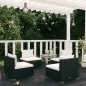 vidaXL 4-tlg. Garten-Lounge-Set mit Auflagen Poly Rattan Schwarz vidaXL 4-tlg. Garten-Lounge-Set mit Auflagen Poly Rattan Schwarz