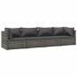 vidaXL 4-tlg. Garten-Lounge-Set mit Kissen Poly Rattan Grau vidaXL 4-tlg. Garten-Lounge-Set mit Kissen Poly Rattan Grau
