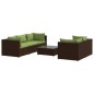 vidaXL 6-tlg. Garten-Lounge-Set mit Auflagen Poly Rattan Braun vidaXL 6-tlg. Garten-Lounge-Set mit Auflagen Poly Rattan Braun