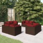 vidaXL 8-tlg. Garten-Lounge-Set mit Kissen Poly Rattan Braun vidaXL 8-tlg. Garten-Lounge-Set mit Kissen Poly Rattan Braun