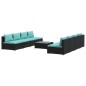 vidaXL 9-tlg. Garten-Lounge-Set mit Kissen Poly Rattan Schwarz vidaXL 9-tlg. Garten-Lounge-Set mit Kissen Poly Rattan Schwarz