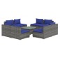 vidaXL 9-tlg. Garten-Lounge-Set mit Kissen Poly Rattan Grau vidaXL 9-tlg. Garten-Lounge-Set mit Kissen Poly Rattan Grau